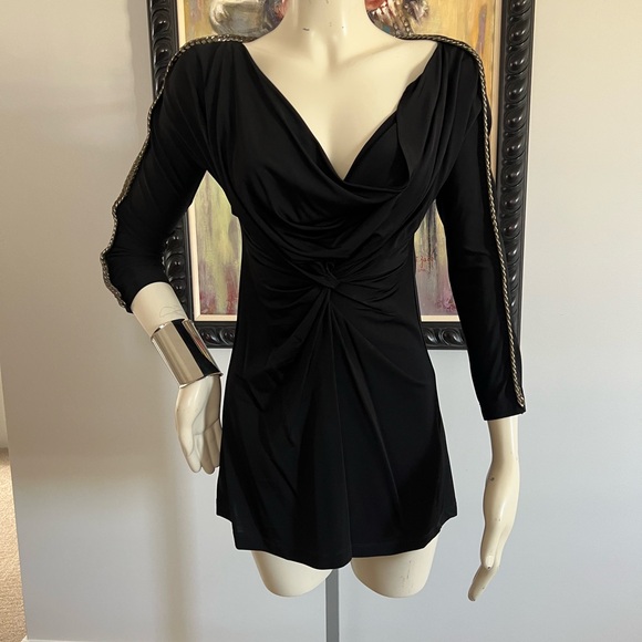 JUST CAVALLI BLACK COWL NECK DRESS - Picture 5 of 13